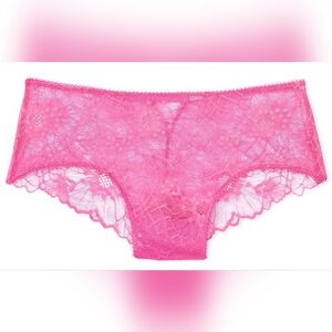 Victoria's Secret Hot Pink Lace Hipster Panty S Spring Pink FLORAL LACE NWT